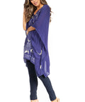 Sakkas Adalwin Third Tie Dye Desert Sun Circle Ponch Tunic Top Blouse W/Embroidery