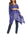 Sakkas Adalwin Third Tie Dye Desert Sun Circle Ponch Tunic Top Blouse W/Embroidery