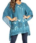 Sakkas Adalwin Third Tie Dye Desert Sun Circle Ponch Tunic Top Blouse W/Embroidery