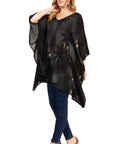 Sakkas Adalwin Third Tie Dye Desert Sun Circle Ponch Tunic Top Blouse W/Embroidery
