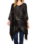 Sakkas Adalwin Third Tie Dye Desert Sun Circle Ponch Tunic Top Blouse W/Embroidery