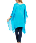 Sakkas Adalwin Third Tie Dye Desert Sun Circle Ponch Tunic Top Blouse W/Embroidery