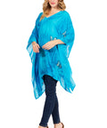 Sakkas Adalwin Third Tie Dye Desert Sun Circle Ponch Tunic Top Blouse W/Embroidery