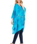Sakkas Adalwin Third Tie Dye Desert Sun Circle Ponch Tunic Top Blouse W/Embroidery