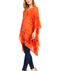 Sakkas Adalwin Third Tie Dye Desert Sun Circle Ponch Tunic Top Blouse W/Embroidery