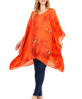 Sakkas Adalwin Third Tie Dye Desert Sun Circle Ponch Tunic Top Blouse W/Embroidery