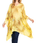 Sakkas Adalwin Third Tie Dye Desert Sun Circle Ponch Tunic Top Blouse W/Embroidery