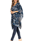 Sakkas Adalwin Third Tie Dye Desert Sun Circle Ponch Tunic Top Blouse W/Embroidery
