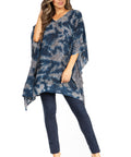 Sakkas Adalwin Third Tie Dye Desert Sun Circle Ponch Tunic Top Blouse W/Embroidery