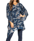 Sakkas Adalwin Third Tie Dye Desert Sun Circle Ponch Tunic Top Blouse W/Embroidery