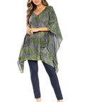 Sakkas Adalwin Third Tie Dye Desert Sun Circle Ponch Tunic Top Blouse W/Embroidery