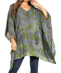 Sakkas Adalwin Third Tie Dye Desert Sun Circle Ponch Tunic Top Blouse W/Embroidery
