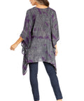 Sakkas Adalwin Third Tie Dye Desert Sun Circle Ponch Tunic Top Blouse W/Embroidery