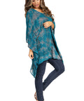 Sakkas Adalwin Third Tie Dye Desert Sun Circle Ponch Tunic Top Blouse W/Embroidery