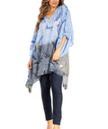Sakkas Adalwin Third Tie Dye Desert Sun Circle Ponch Tunic Top Blouse W/Embroidery