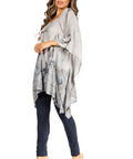 Sakkas Adalwin Third Tie Dye Desert Sun Circle Ponch Tunic Top Blouse W/Embroidery