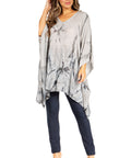 Sakkas Adalwin Third Tie Dye Desert Sun Circle Ponch Tunic Top Blouse W/Embroidery