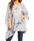 Sakkas Adalwin Third Tie Dye Desert Sun Circle Ponch Tunic Top Blouse W/Embroidery