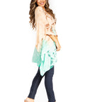 Sakkas Adalwin Third Tie Dye Desert Sun Circle Ponch Tunic Top Blouse W/Embroidery
