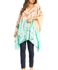 Sakkas Adalwin Third Tie Dye Desert Sun Circle Ponch Tunic Top Blouse W/Embroidery