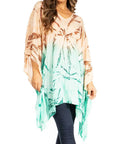 Sakkas Adalwin Third Tie Dye Desert Sun Circle Ponch Tunic Top Blouse W/Embroidery
