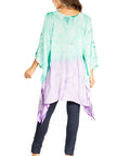 Sakkas Adalwin Third Tie Dye Desert Sun Circle Ponch Tunic Top Blouse W/Embroidery
