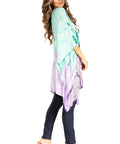 Sakkas Adalwin Third Tie Dye Desert Sun Circle Ponch Tunic Top Blouse W/Embroidery