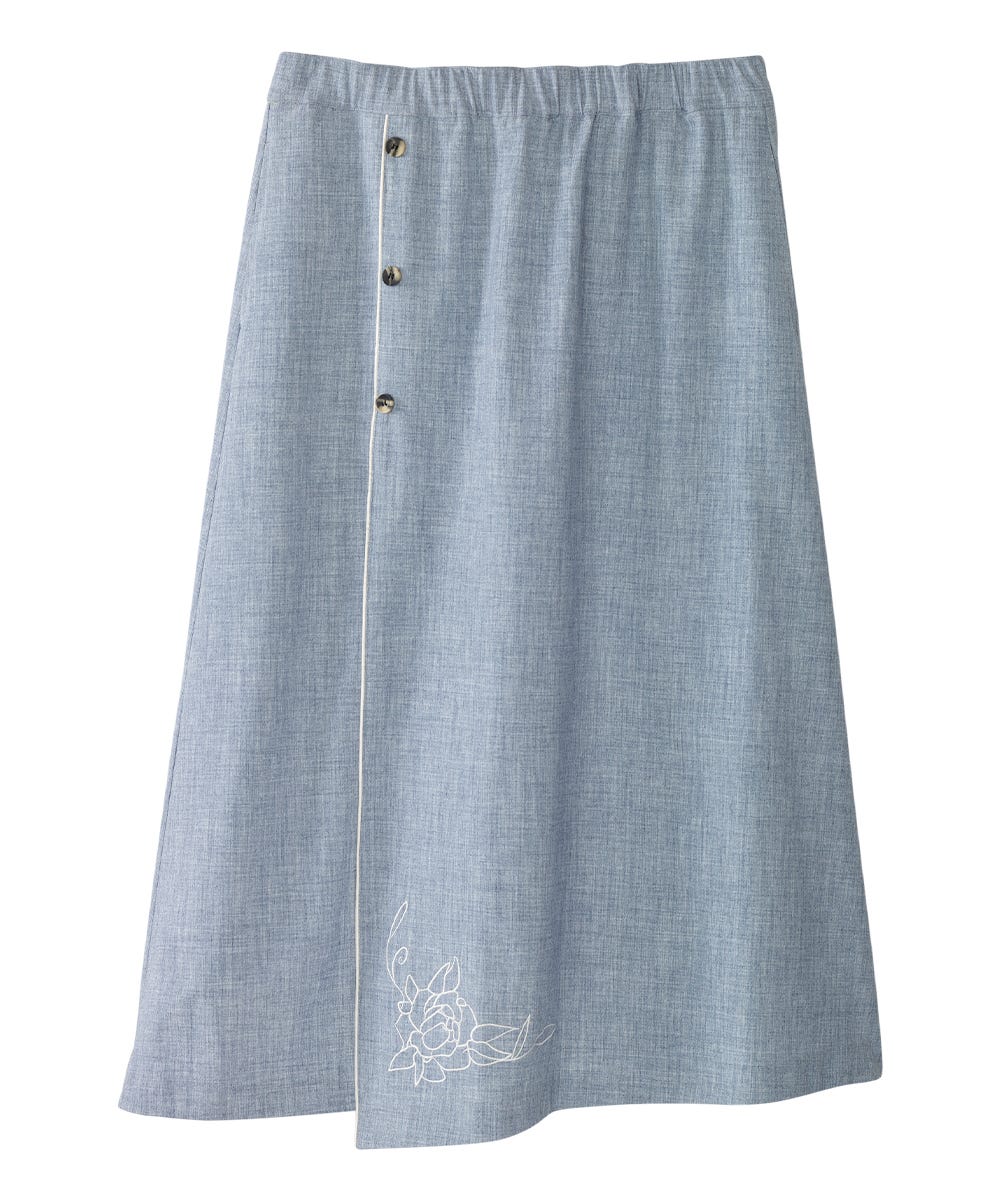 Women's Adaptive Open Back Embroidered Linen Skirt