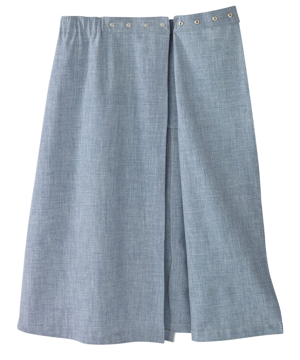 Women's Adaptive Open Back Embroidered Linen Skirt