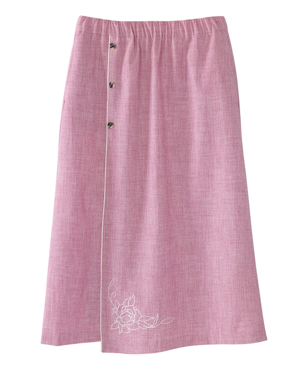 Women's Adaptive Open Back Embroidered Linen Skirt