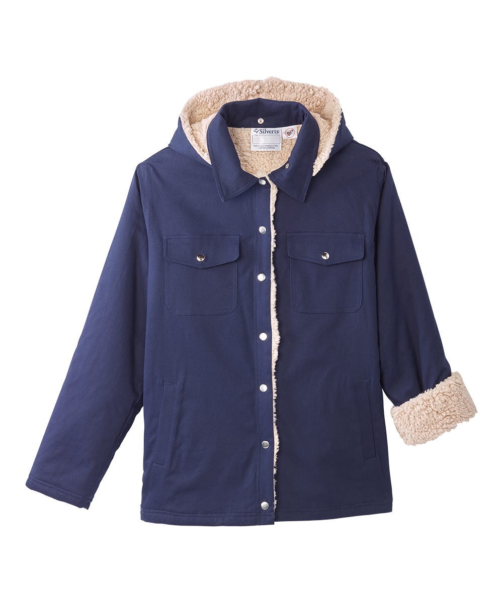Men's Magnetic Closure Sherpa Shacket with Detachable Hood