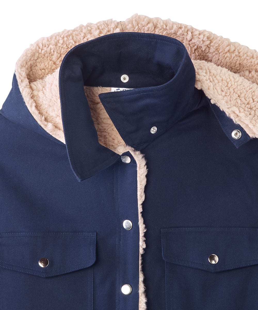 Men's Magnetic Closure Sherpa Shacket with Detachable Hood
