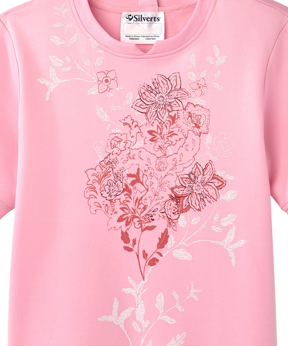 Women's Open Back Floral Fleece Top