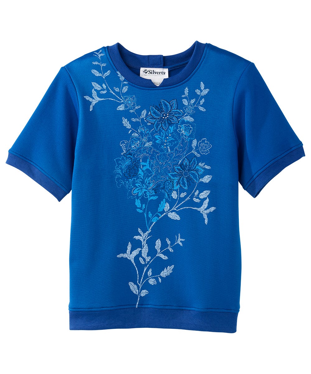 Women's Open Back Floral Fleece Top