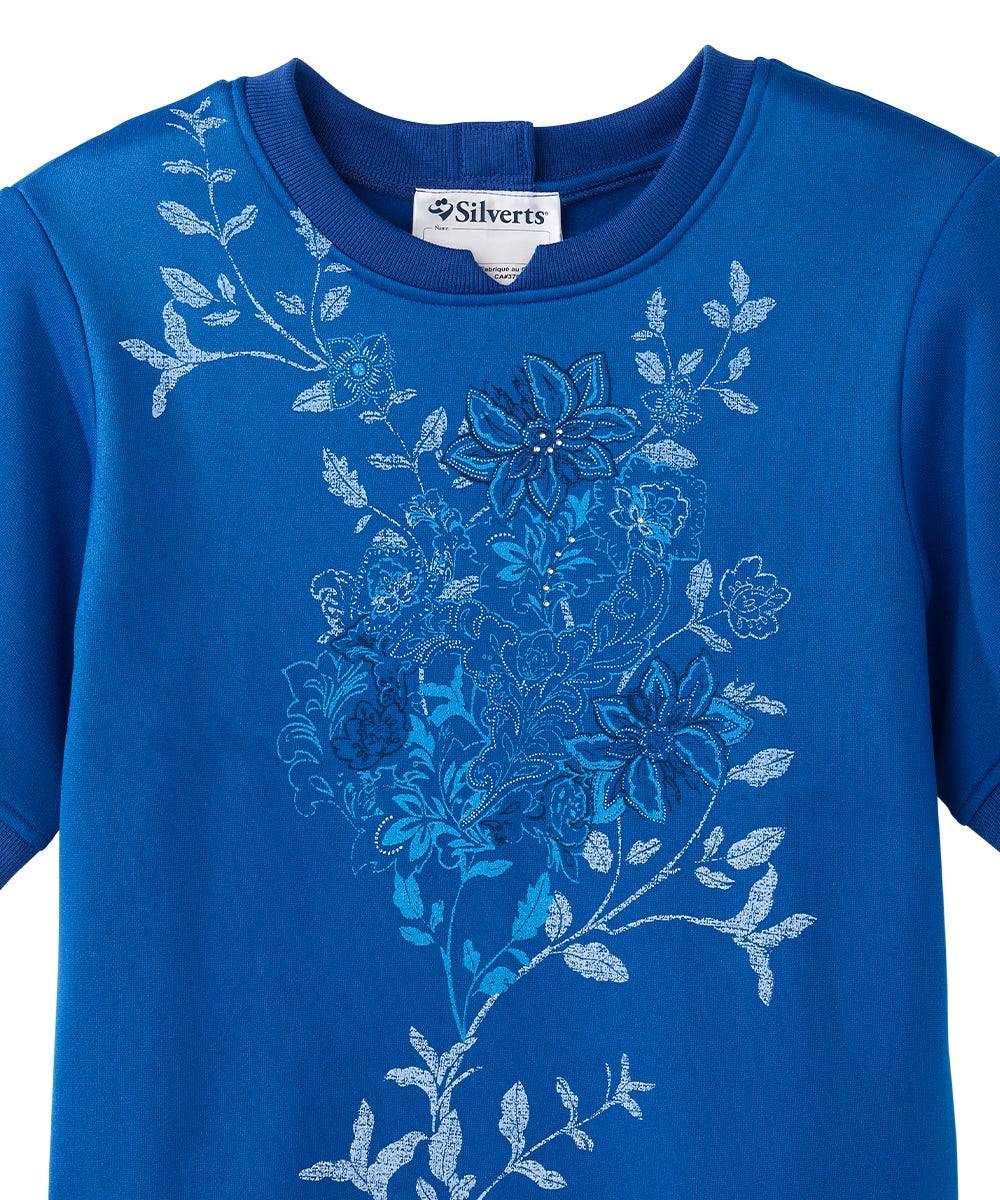 Women's Open Back Floral Fleece Top