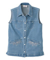 Women's Self Dressing Magnetic Closure Denim Vest