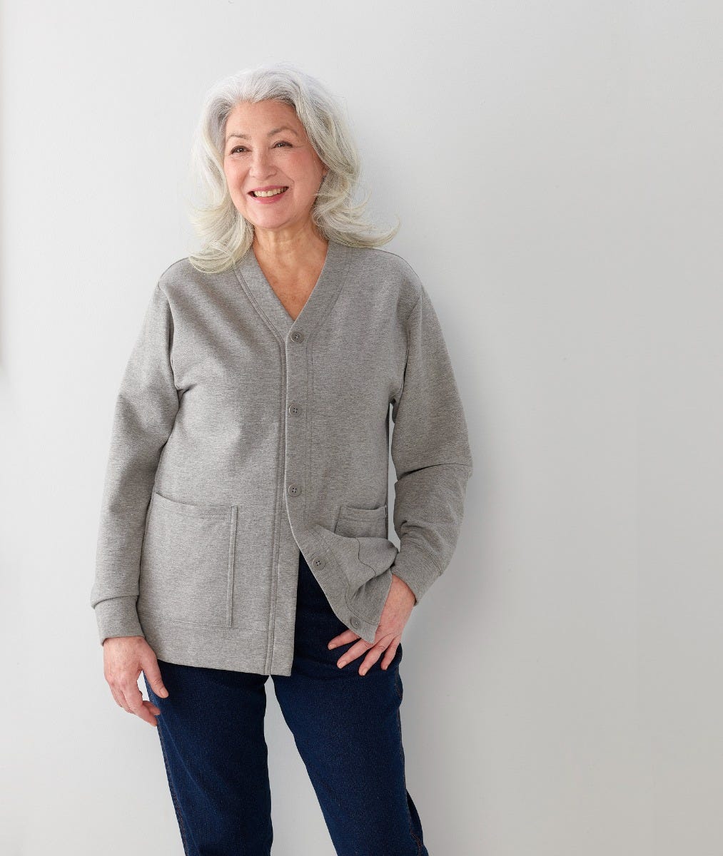 Women's Magnetic Button Fleece Cardigan - Clearance