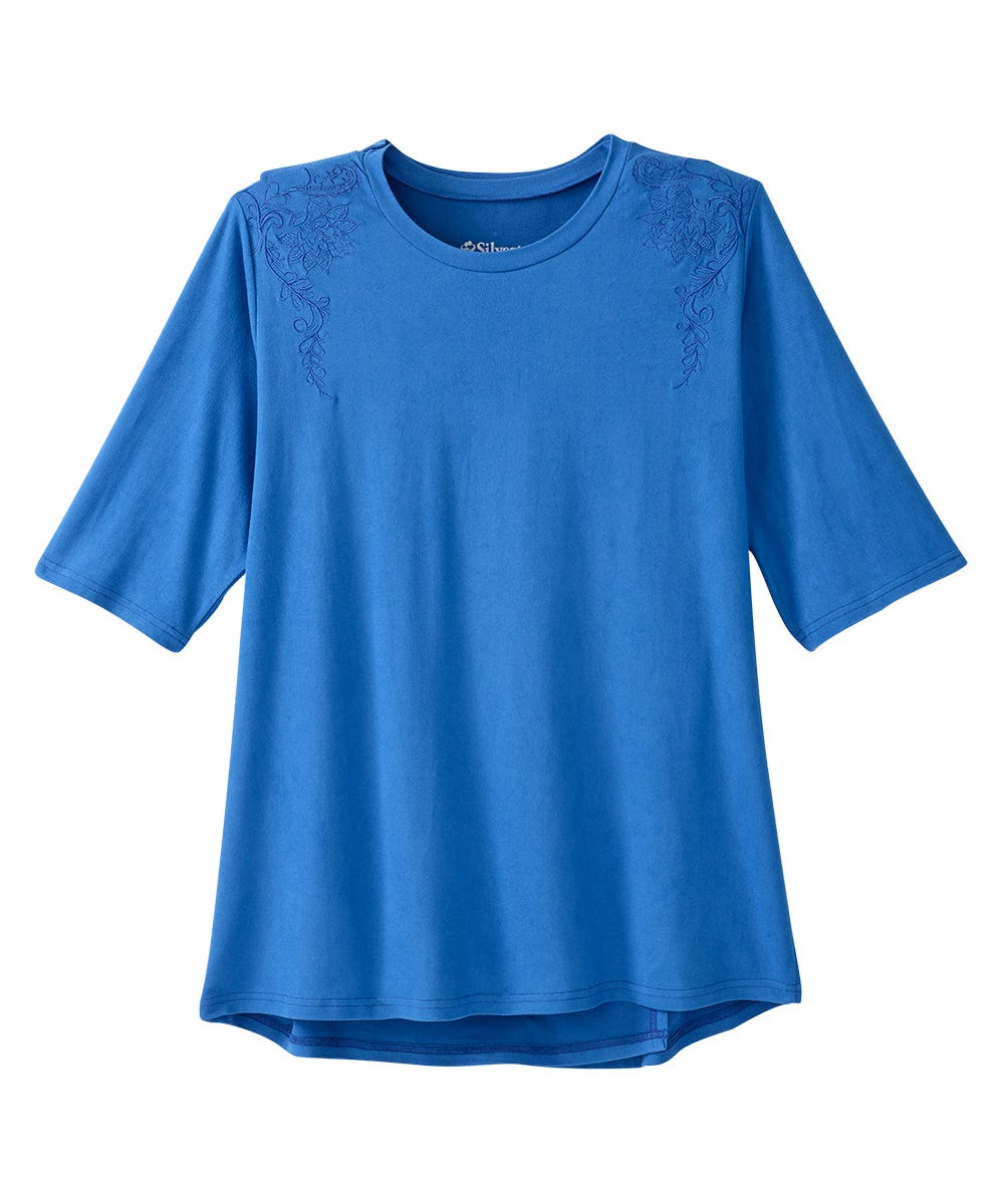 Women's Open Back Embroidered T-Shirt