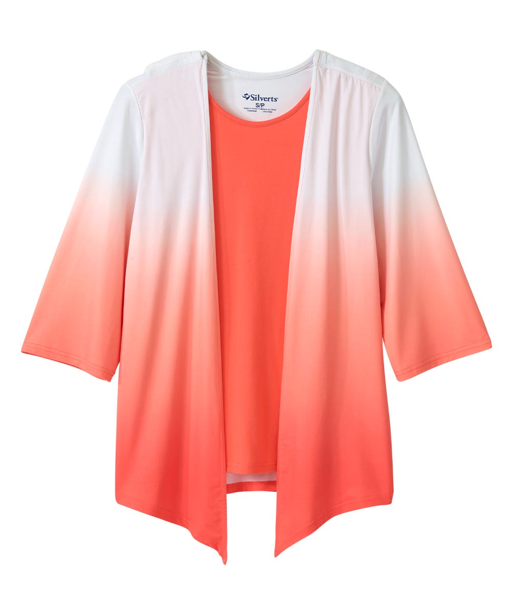Women's Open Back Ombre Knit Twofer Top