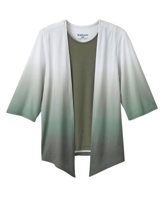 Women's Open Back Ombre Knit Twofer Top