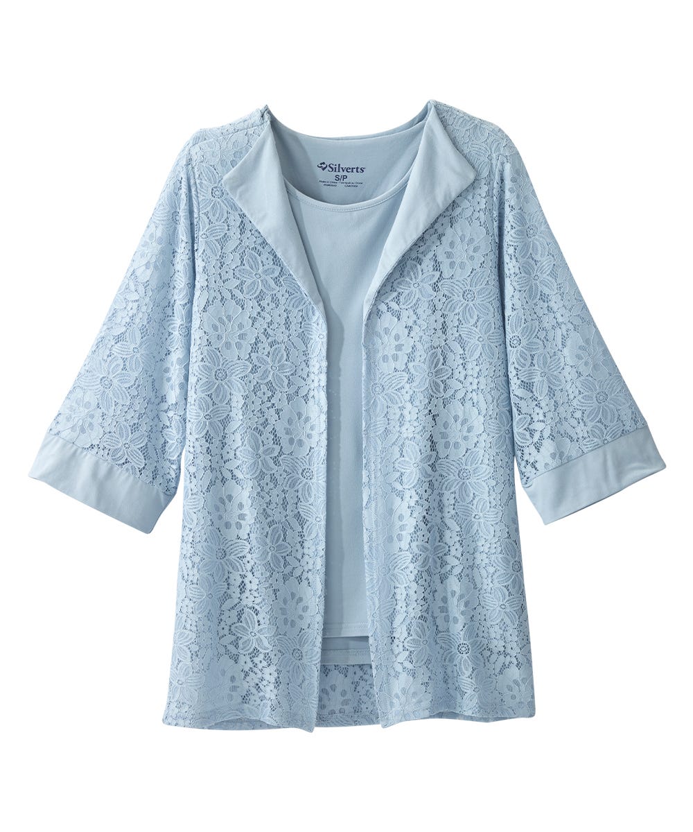 Women's Open Back Lace Blazer Twofer Top