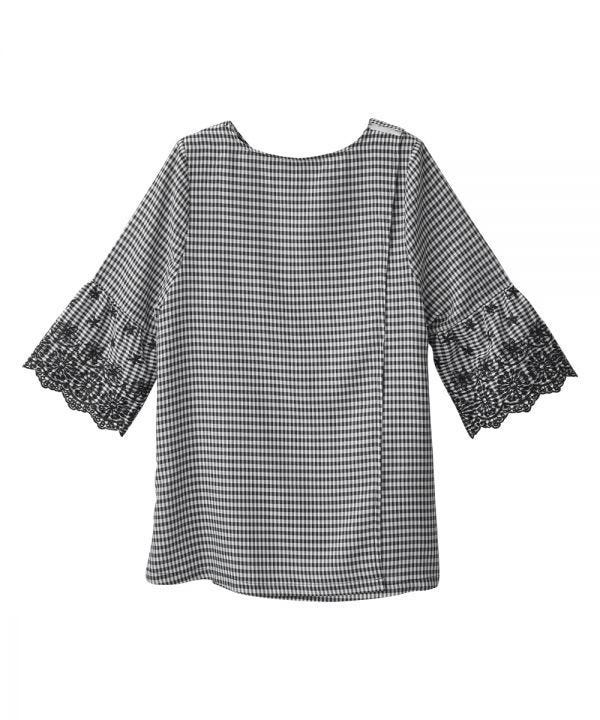 Women’s Open Back Top with Embroidered Bell Sleeves