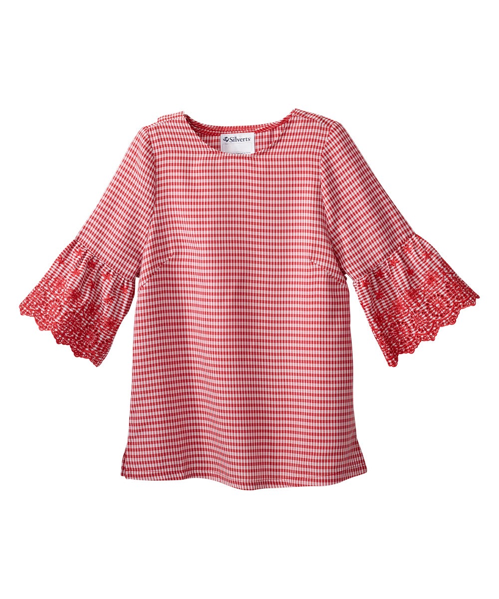 Women’s Open Back Top with Embroidered Bell Sleeves