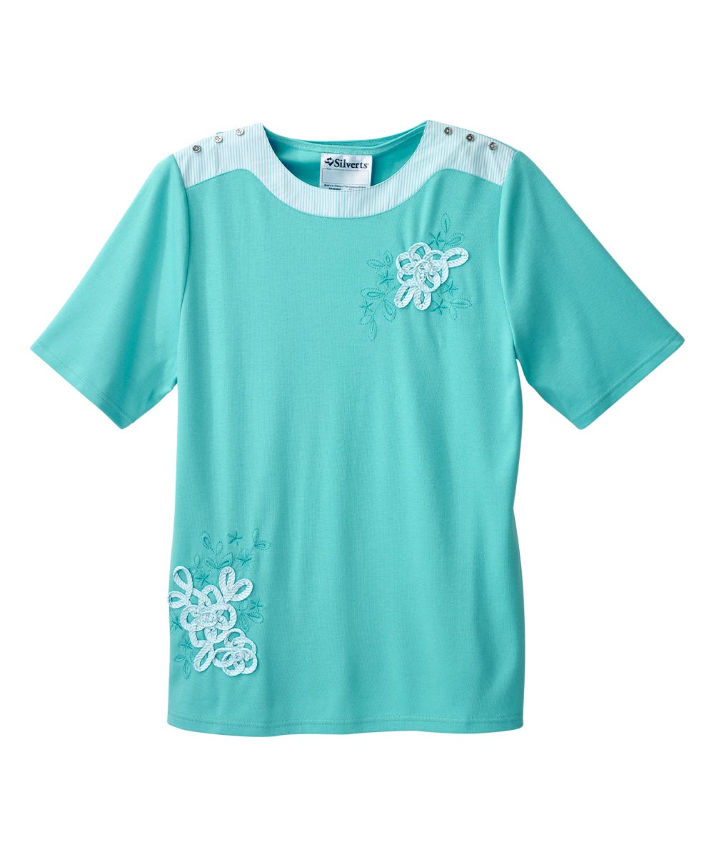 Women's Open Back Top with Embroidery Detail - Clearance
