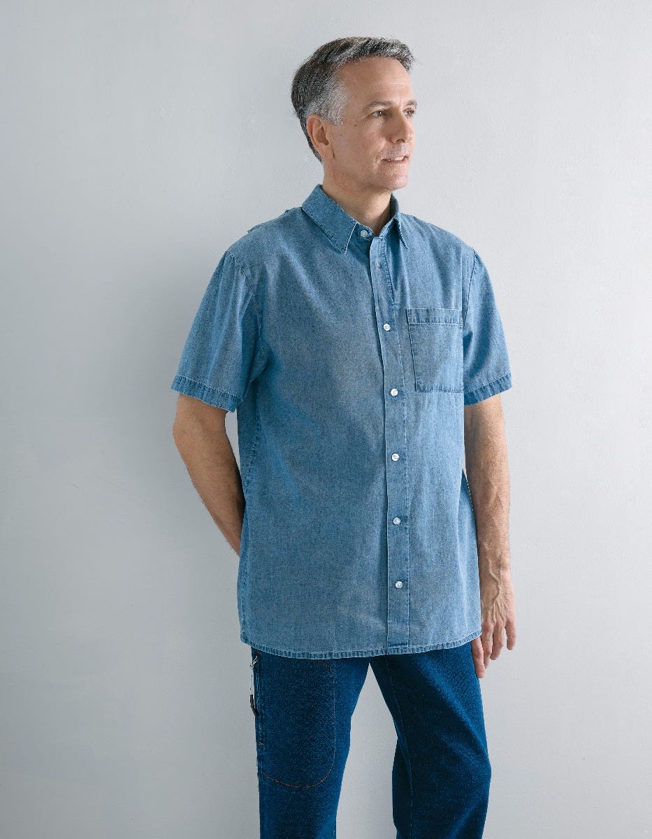 Men's Adaptive Open Back Short Sleeve Dress Shirt