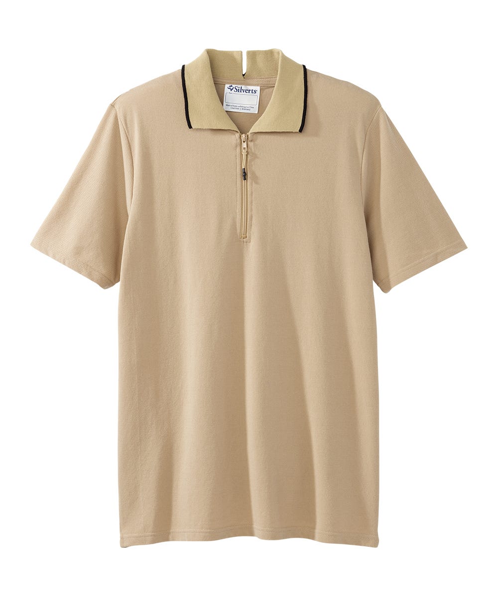 Men's Open Back Polo Shirt with Zip