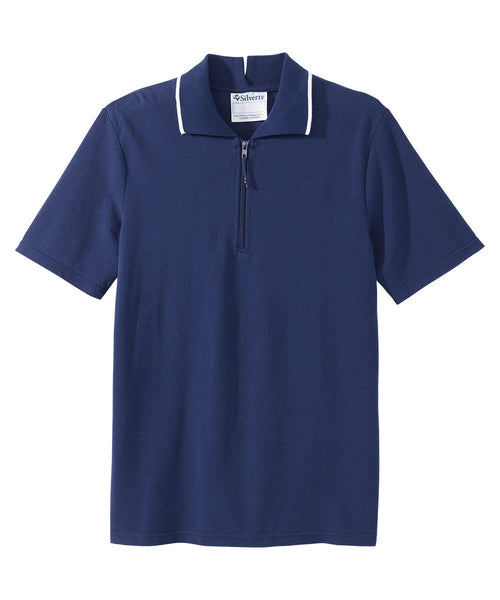 Shop Senior Men's Adaptive Open Back Zip Polo Shirt Online | Silverts