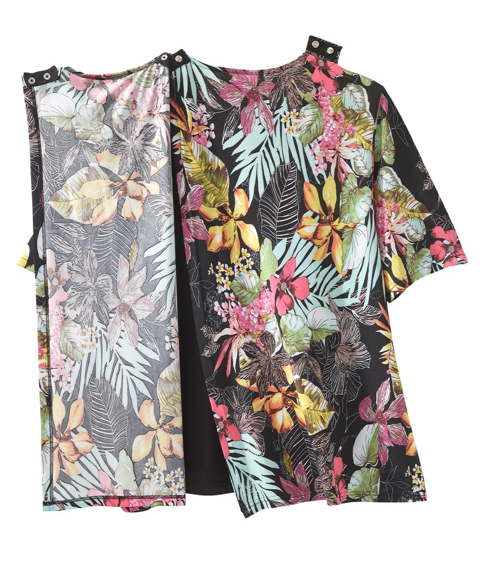 Women's Open Back Short Sleeve Twofer Top