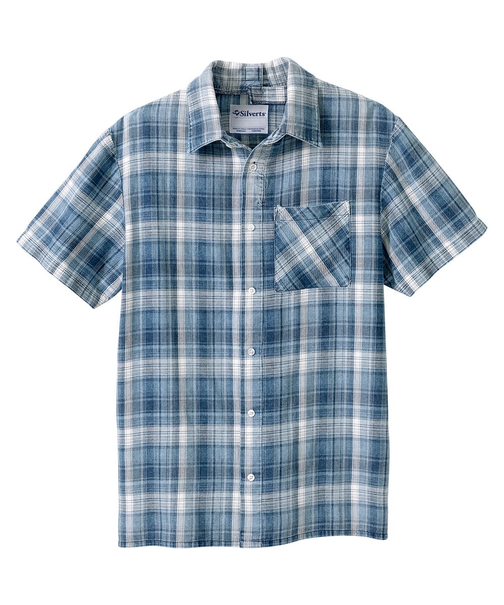 Men's Open Back Printed Short Sleeve Dress Shirt