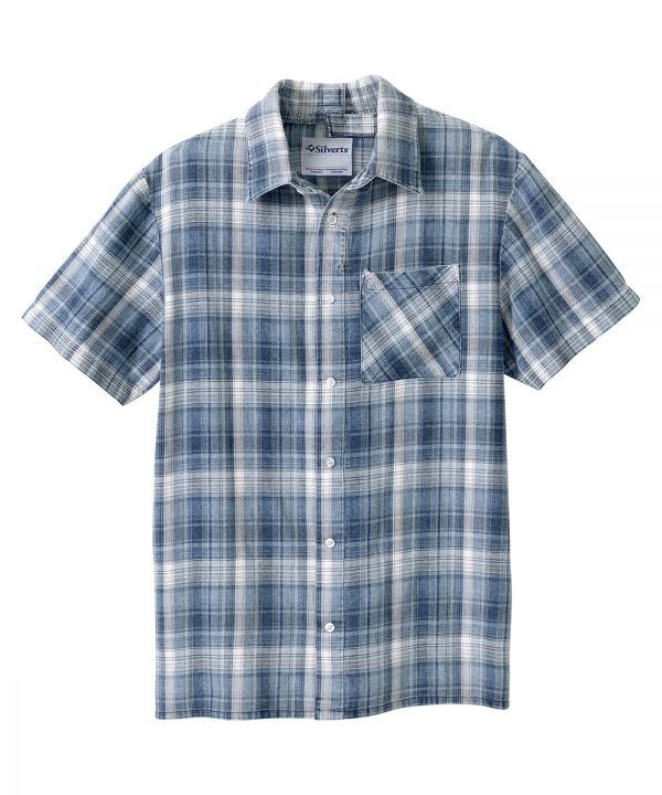 Men's Open Back Printed Short Sleeve Dress Shirt